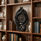 Solid Wood Table Clock with Leaf-Inspired Sculptural Frame