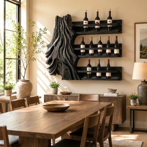 Organic Canyon Solid Wood Wine Rack Wall Shelf