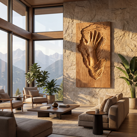 3D Breakthrough Hand Sculpture Wall Art Solid Wood Handcrafted Decor