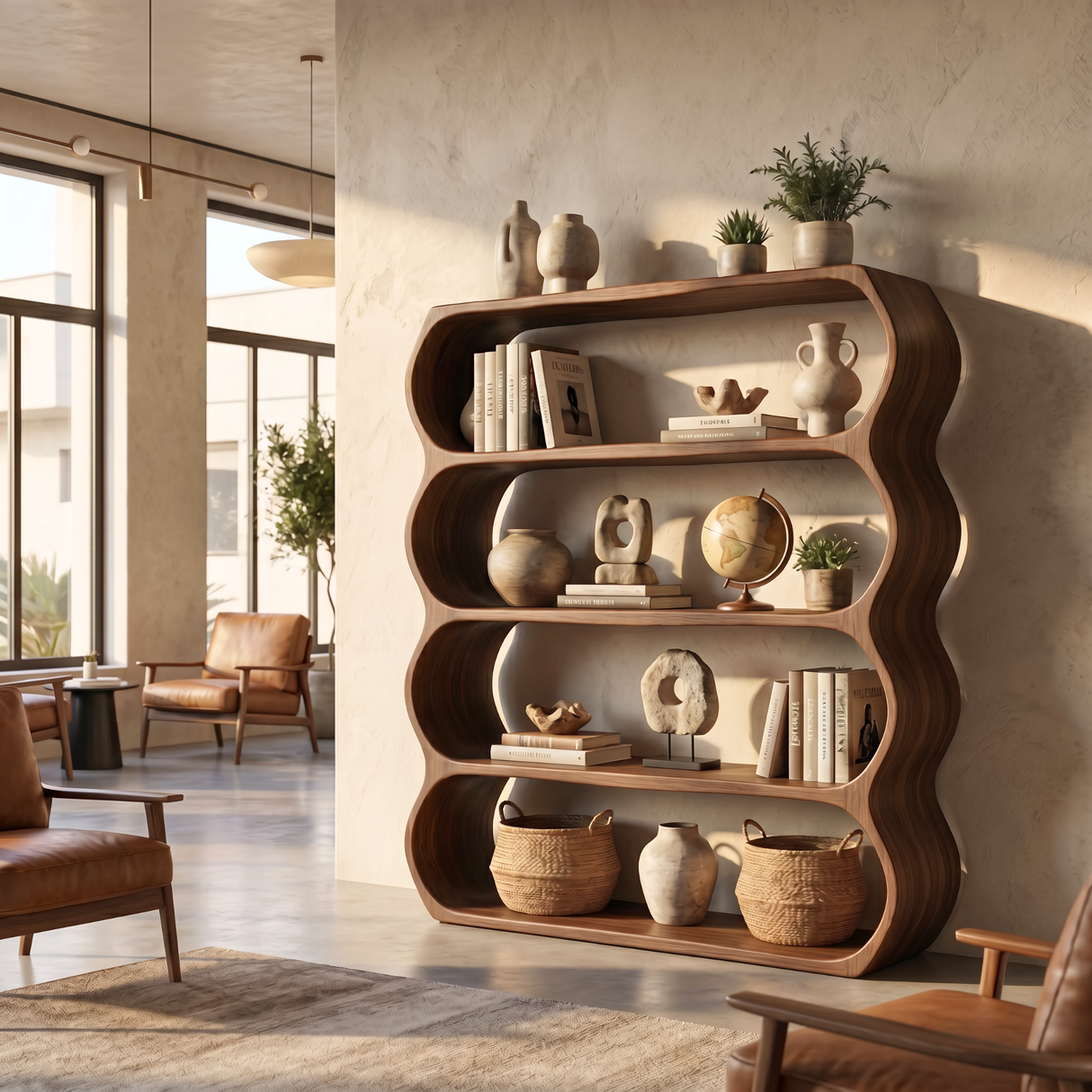 Modern Bookshelf Handmade Organic Display Shelf Contemporary Sculptural Storage Unit