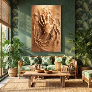 3D Emerging Hand Sculpture Wall Art Solid Wood Handcrafted Decor