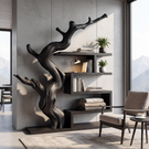Sculptural Bookshelf with Organic Tree Form Modern Display Shelf