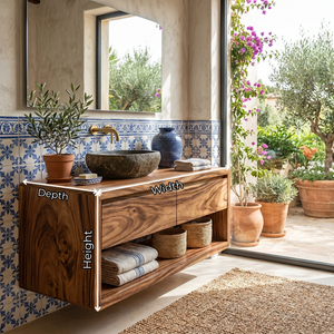 Minimalist Floating Solid Wood Bathroom Vanity with Seamless Organic Frame