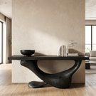Console Table Solid Wood with Asymmetric Crescent Loop Base for Entryway Decor