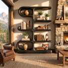 Organic Modern Wooden Bookshelf Sculptural Wall Display Shelf