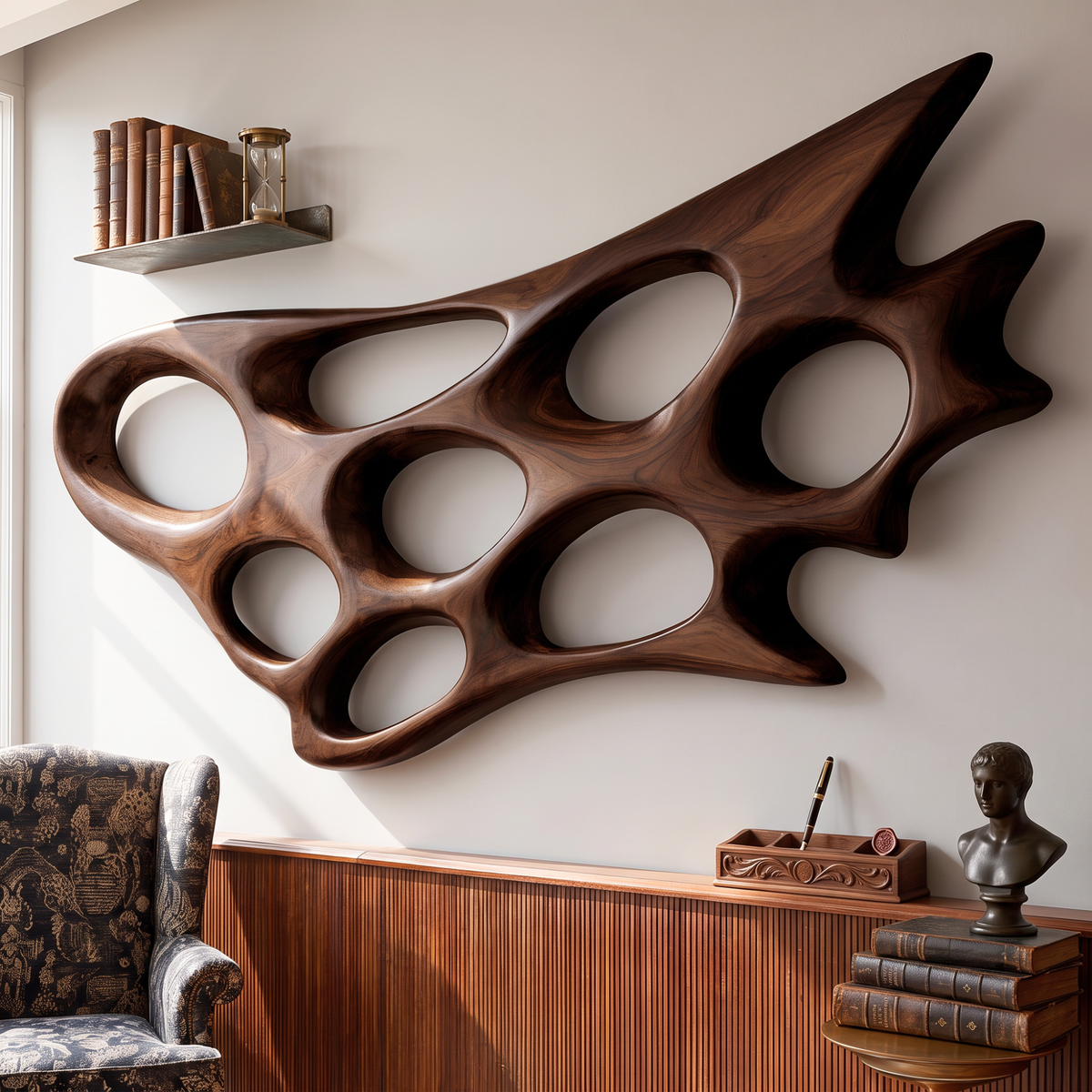 Wall Sculpture Sculptural Drift with Carved Organic Openings
