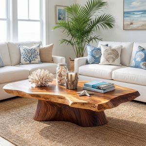 Live Edge Solid Wood Coffee Table Sculptural Statement Table
