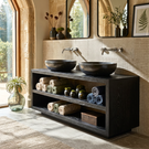 Open Shelf Wood Double Bathroom Vanity