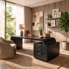 Organic Solid Wood Desk With Drawer Storage For Home Office