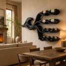Wave Inspired Solid Wood Wine Rack Wall Shelf