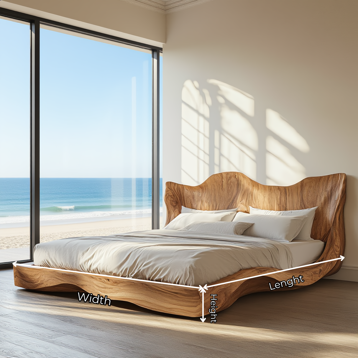 Sculptural Wood Bed with Flowing Organic Silhouette for Modern Interiors