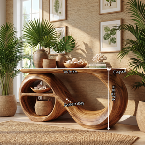 Solid Wood Console Table with Infinity Sculptural Base