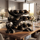 Organic Sculptural Solid Wood Wine Rack Tree Form Multi Tier Bottle Holder