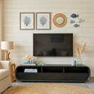 Solid Wood Entertainment Unit Curved Storage Media Console Organic Modern TV Cabinet