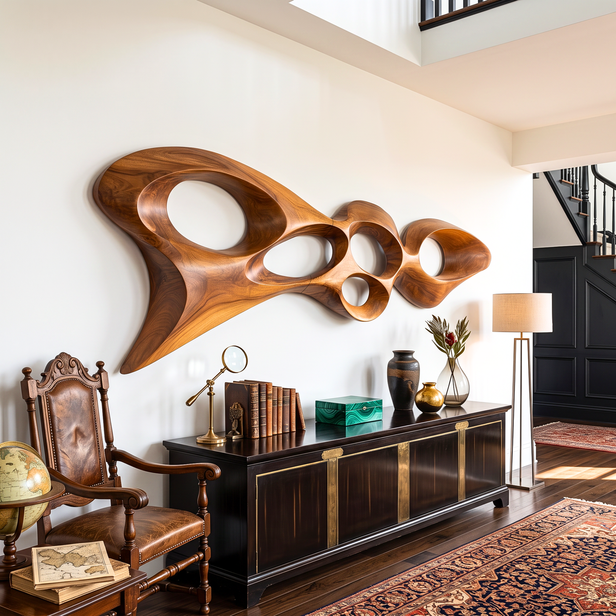 Wall Sculpture Abstract Organic Flow with Sculptural Open Forms