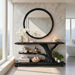 Handmade Tree Branch Console Table Organic Wooden Entryway Shelf