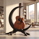 Crescent Guitar Holder Handmade Sculptural Floor Stand