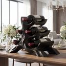 Sculptural Solid Wood Wine Rack Organic Branch Form Compact Tabletop Bottle Holder Display