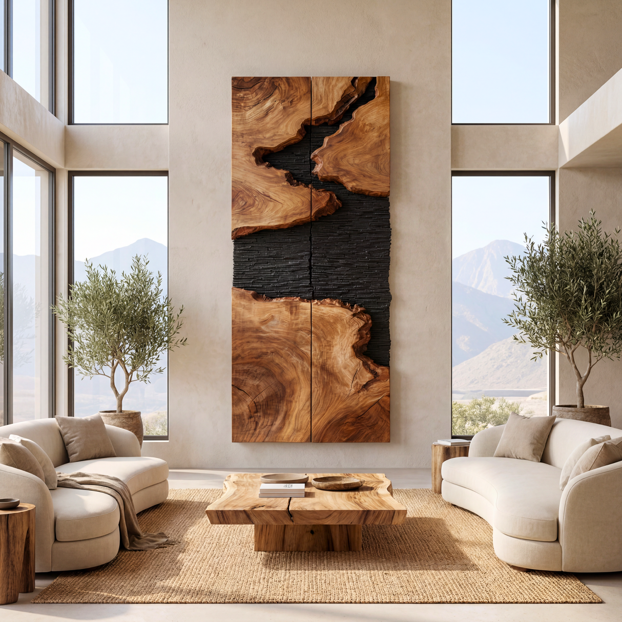 Monolith Rift Solid Wood Wall Sculpture Vertical Organic Modern Statement Art Panel