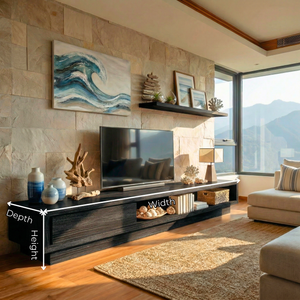 Solid Wood TV Cabinet with Open Shelf Storage for Modern Living Rooms