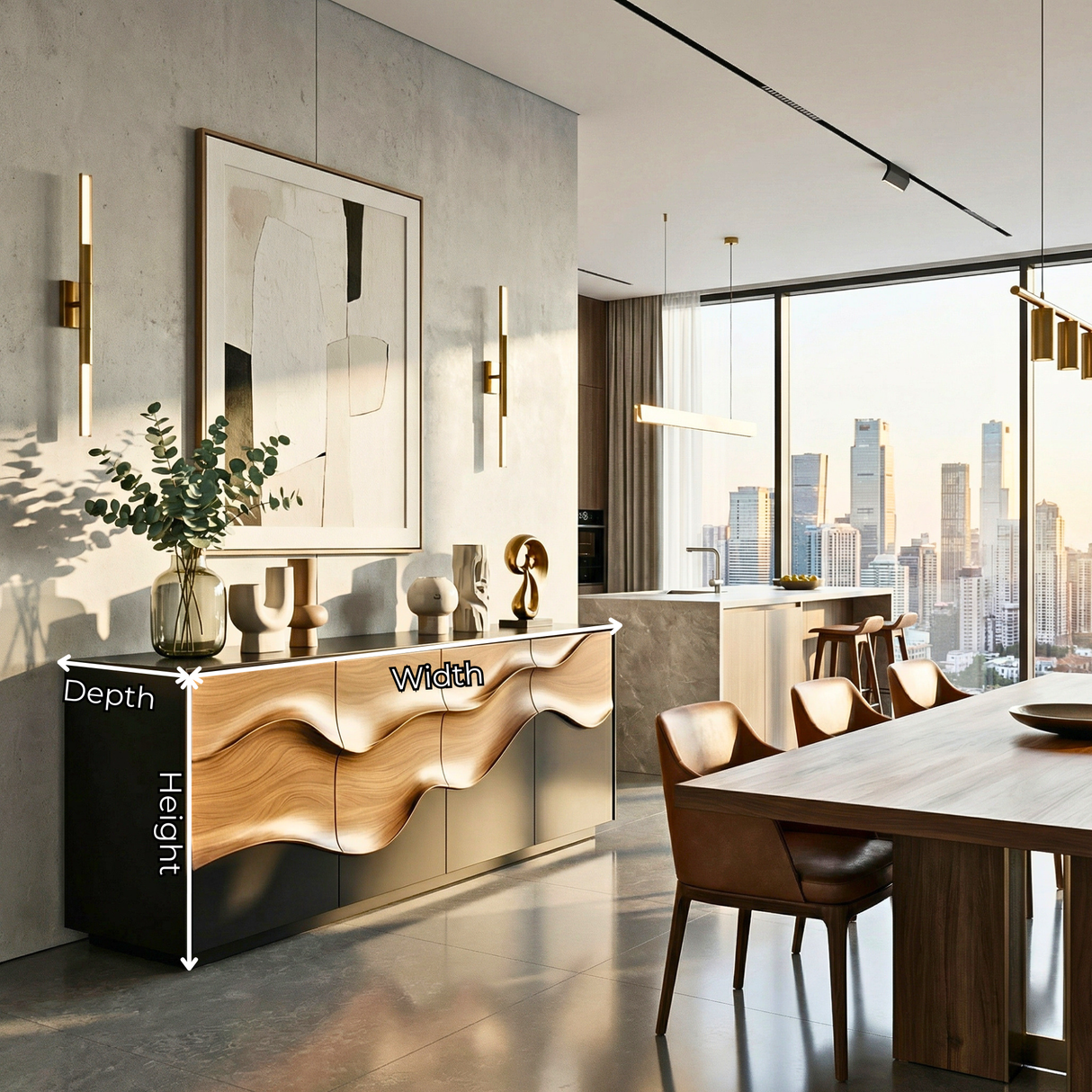 Wave Front Sideboard Cabinet for Contemporary Interiors