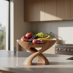 Solid Wood Cradle Fruit Bowl with Crossed Sculptural Pedestal Base