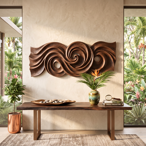 Spiral Tide Wood Wall Sculpture with Organic Flow