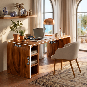 Minimalist Solid Wood Writing Desk with Rounded Modern Form