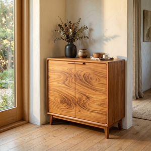 Handcrafted Solid Wood Two Door Sideboard Cabinet for Living Room