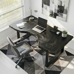 Live Edge Solid Wood Desk with Metal Legs