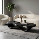 Handcrafted Organic Solid Wood Coffee Table with Continuous Hollow Wave Base