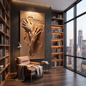 Wall Art Solid Wood Abstract Hand Sculpture for Living Room Decor