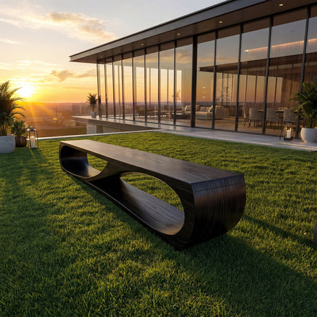 Modern Sculptural Solid Wood Bench Organic Minimalist Handmade Seating