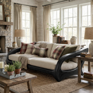 Solid Wood Sofa with Sculptural Open Frame for Reading Room