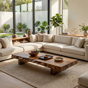 Live-Edge Solid-Wood Coffee Table for Japandi Living Rooms