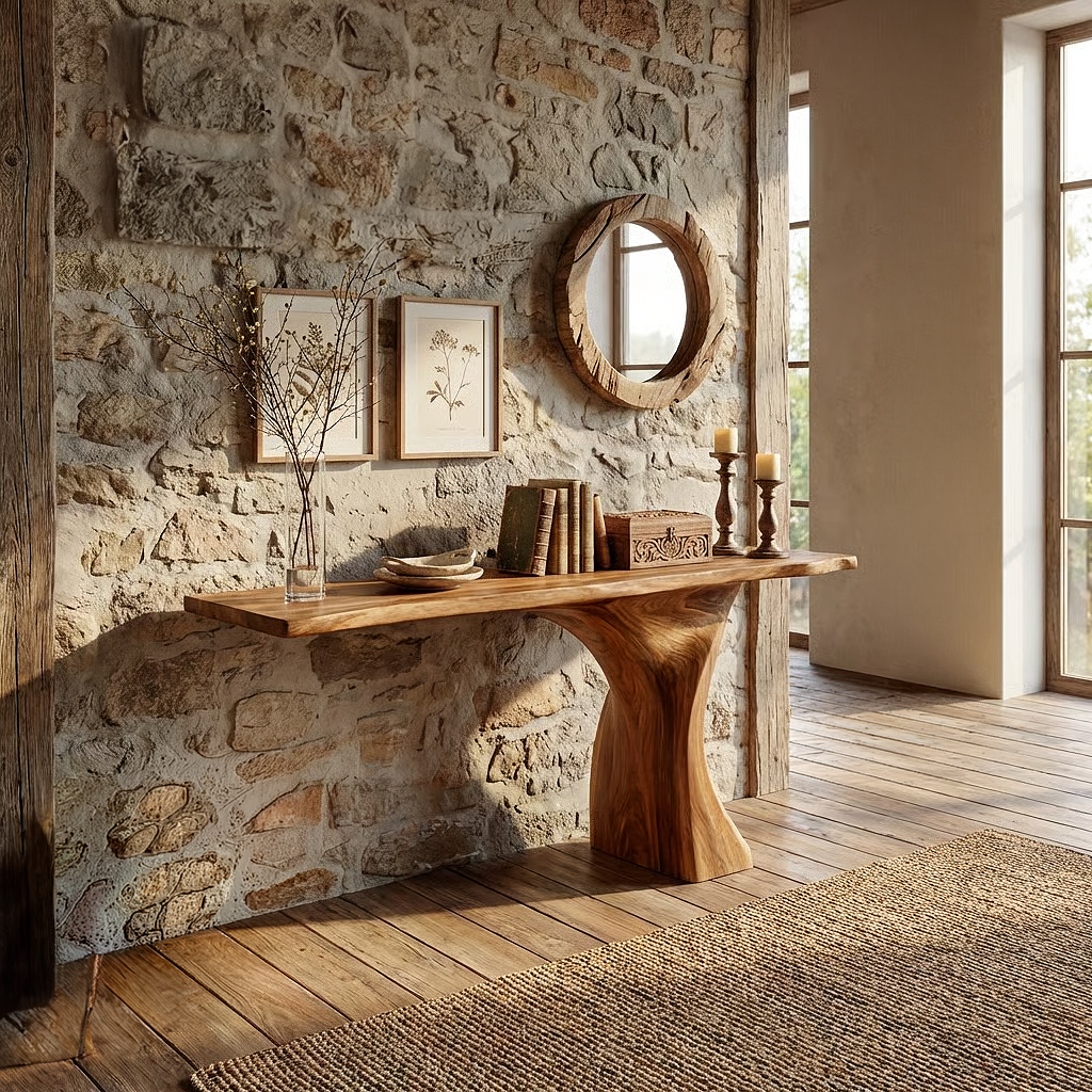 Twisted Solid Wood Console Table for Modern Entryway Decor