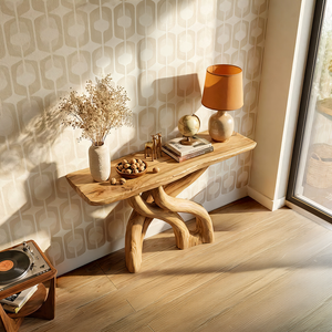 Intertwined Sculptural Solid Wood Console Table Organic Modern Design