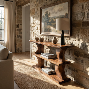 Solid Wood Console Table with Curved Sculptural Legs