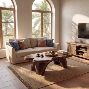 Organic Live Edge Solid Wood Coffee Table Statement