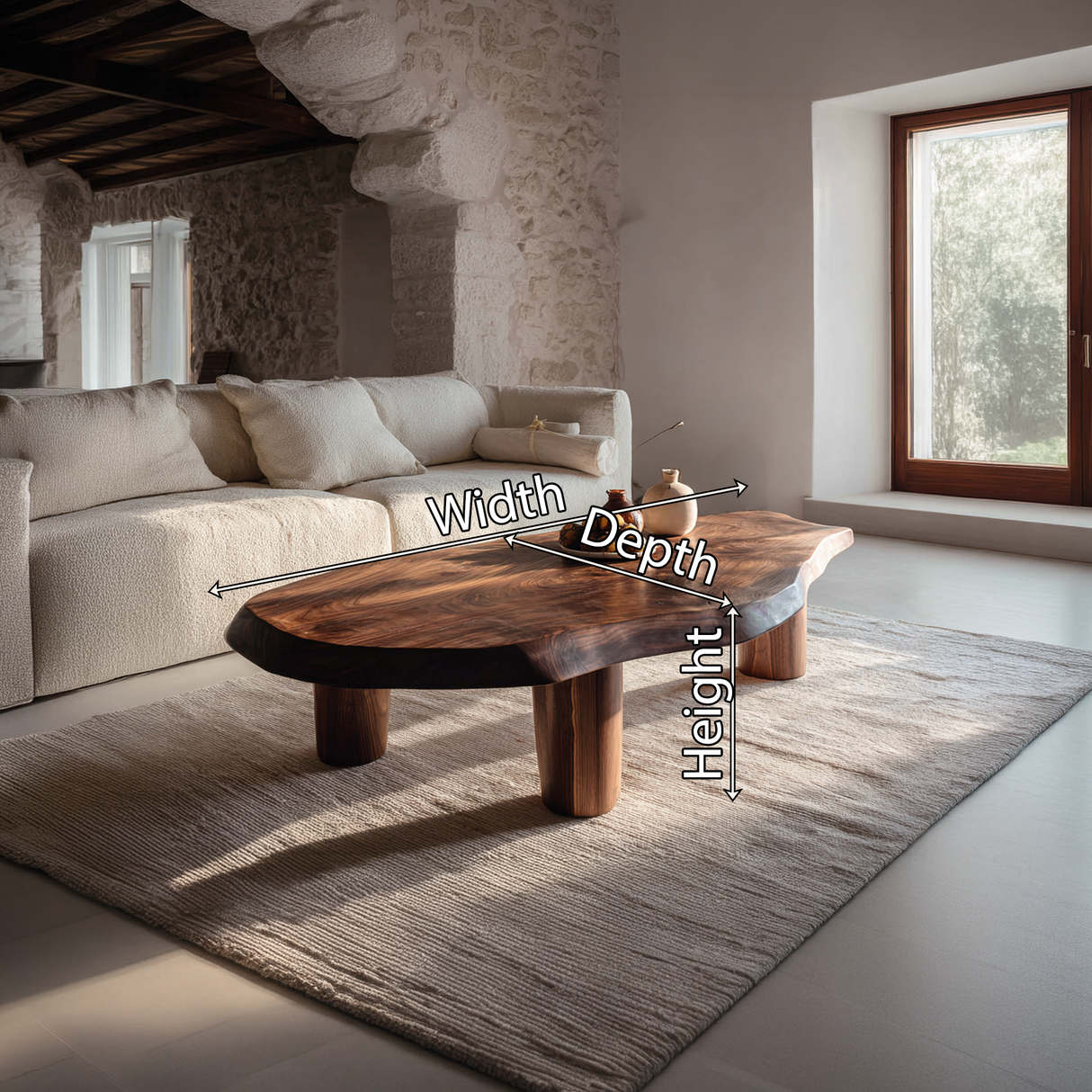 Industrial Live Edge Solid Wood Coffee Table
