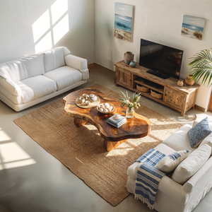 Luxury Live Edge Wood Coffee Table Sculptural Base