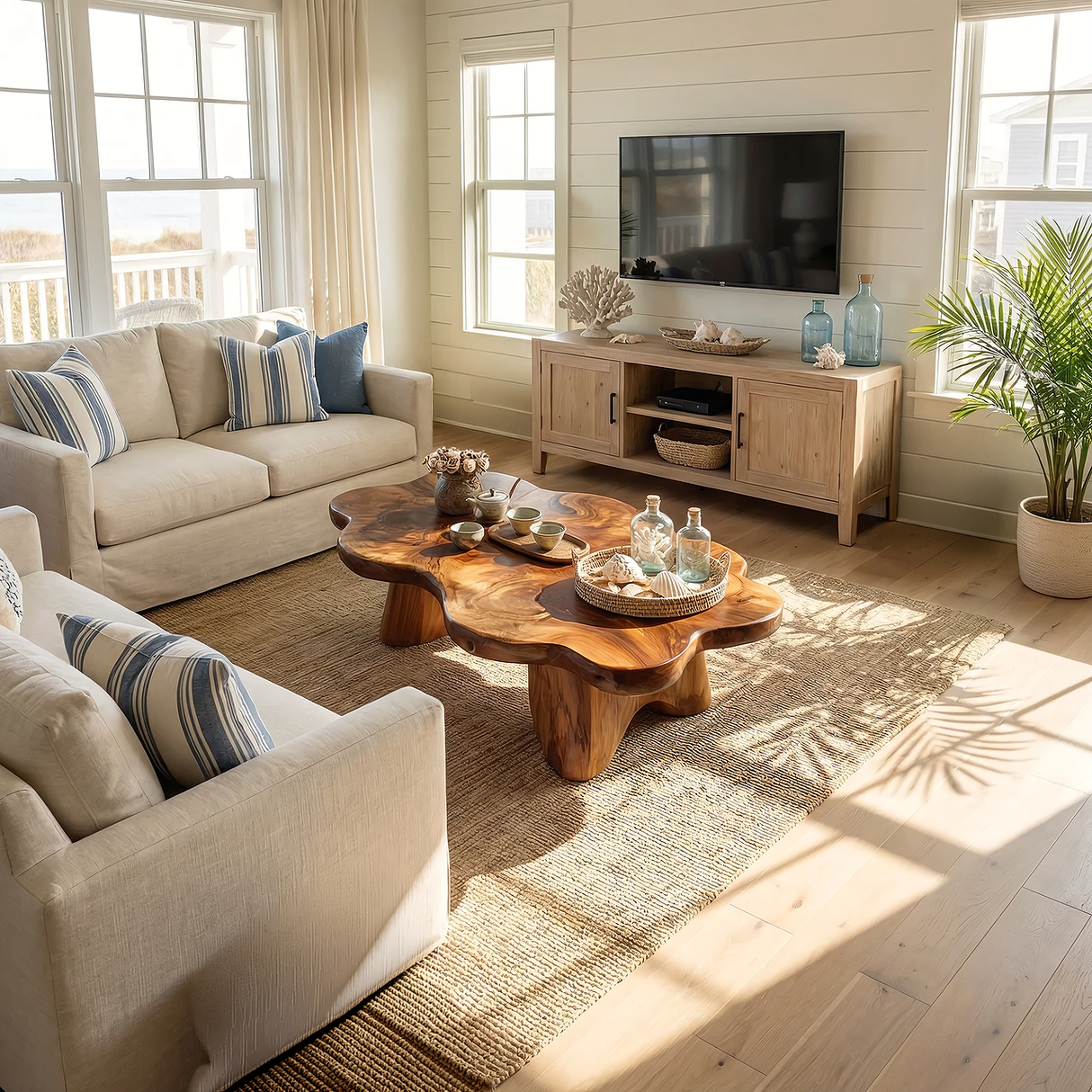 Organic Live Edge Wood Coffee Table Tropical Modern