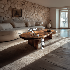 Live Edge Solid Wood Coffee Table Sculptural Slab