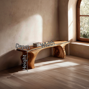 Live Edge Solid Wood Bench Organic Modern Handcrafted Seating