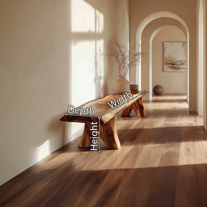 Live Edge Solid Wood Bench Handcrafted Organic Modern Wooden Bench