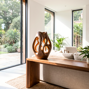 Hollow Flow Wood Table Lamp with Warm Inner Glow