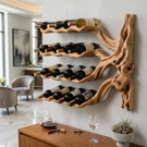 Tree Branch Solid Wood Wall Wine Rack