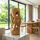 Sunlit Halo Wood Table Lamp with Organic Cutouts