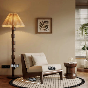 Mid Century Wooden Floor Lamp with Pleated Shade Handmade Solid Wood Standing Lamp