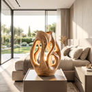 Hollow Flow Wood Table Lamp with Warm Inner Glow